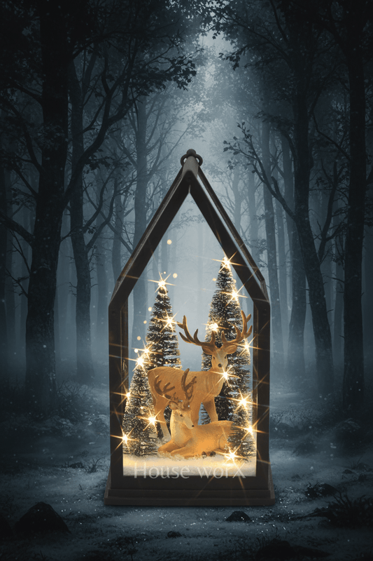 White Lane - House - Deer - PRE-ORDER - Christmas Snow Globes by House worX