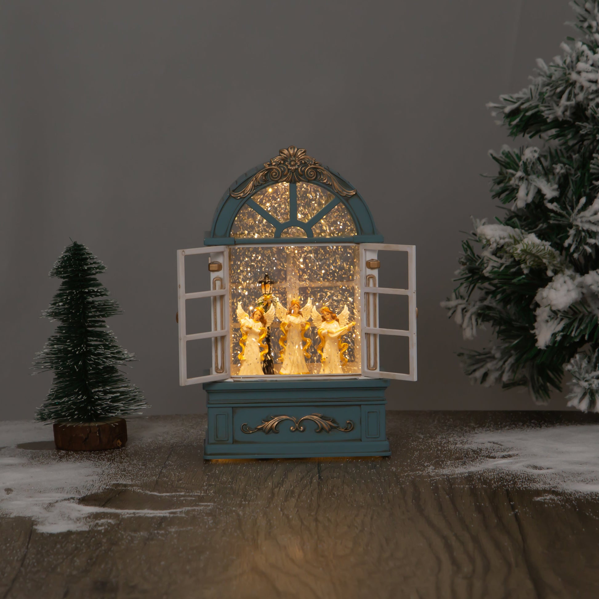 Window globe christmas snow globe angel