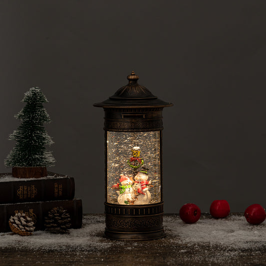 post box christmas snow globe snowman