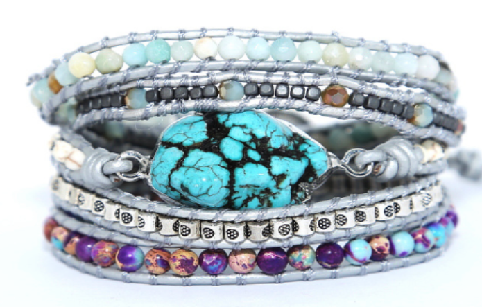 Semi precious stone - Wrap Bracelet