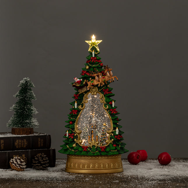 green christmas tree globe front view