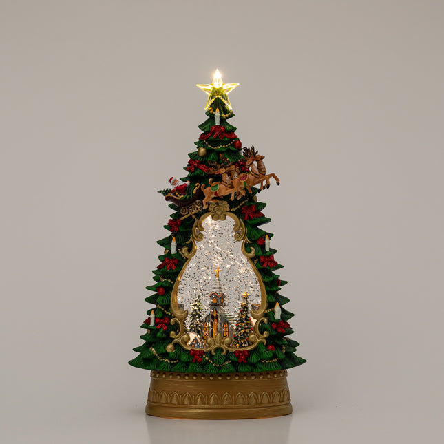 green christmas tree globe front view plain background