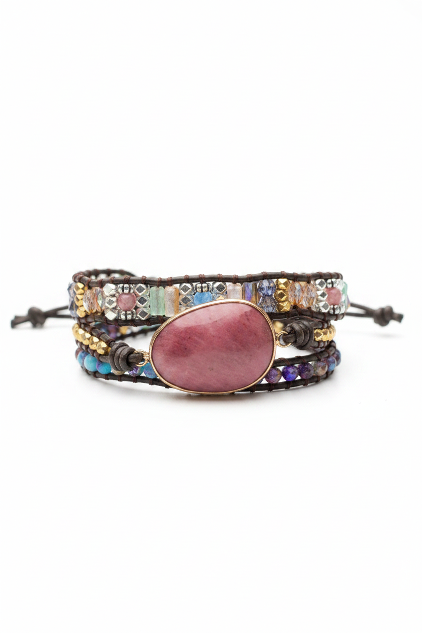 Semi precious stone - Wrap Bracelet - Christmas Snow Globes by House worX