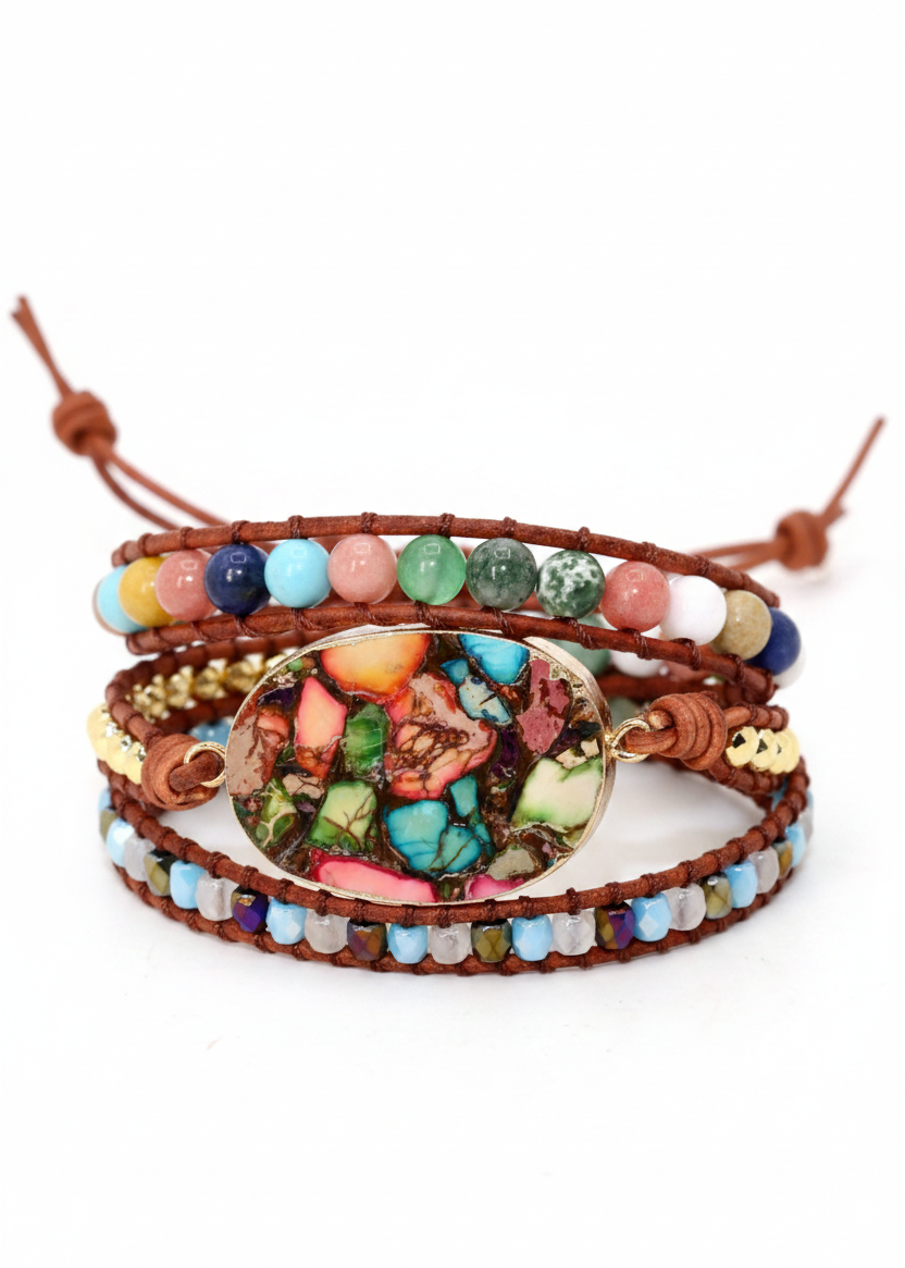 Semi precious stone - Wrap Bracelet - Christmas Snow Globes by House worX