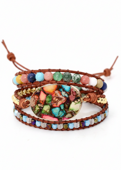 Semi precious stone - Wrap Bracelet - Christmas Snow Globes by House worX