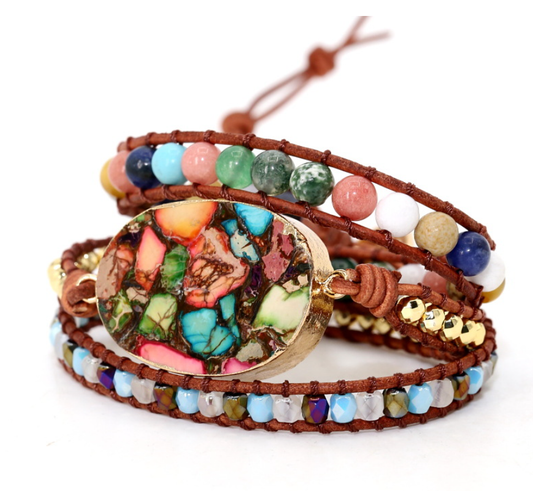 Semi precious stone - Wrap Bracelet - Christmas Snow Globes by House worX