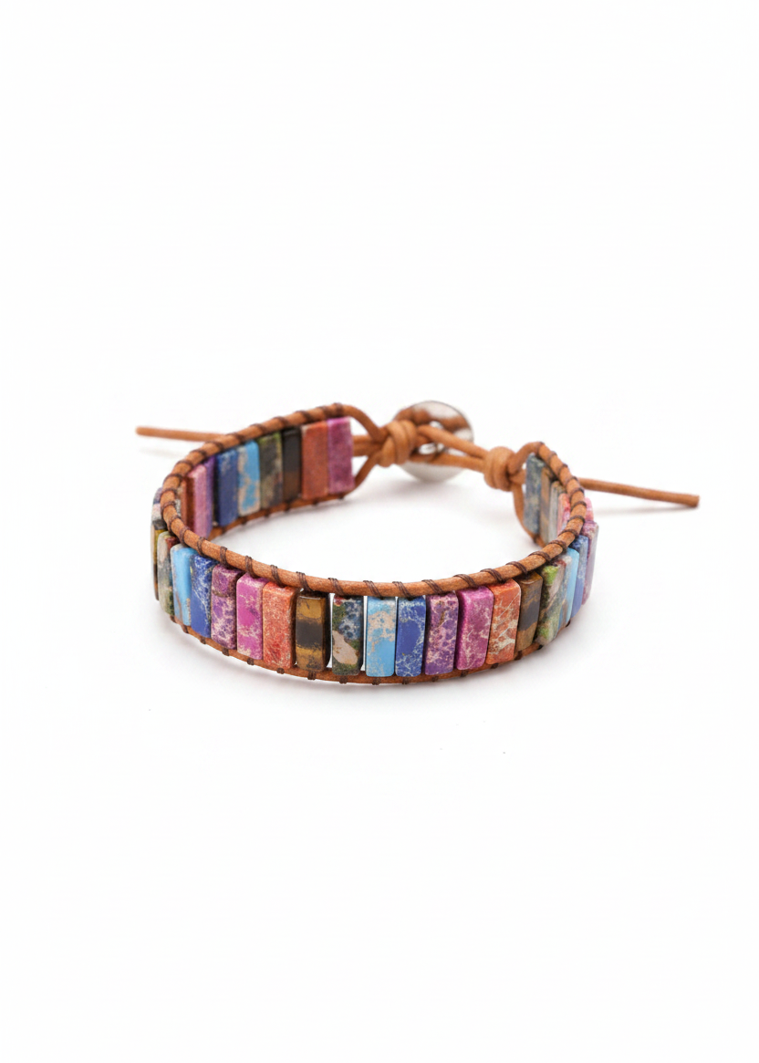 Semi precious stone - Wrap Bracelet - Christmas Snow Globes by House worX