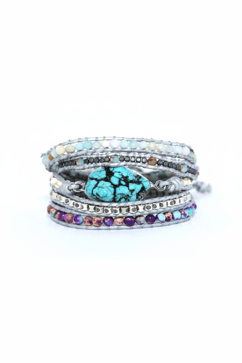 Semi precious stone - Wrap Bracelet - Christmas Snow Globes by House worX