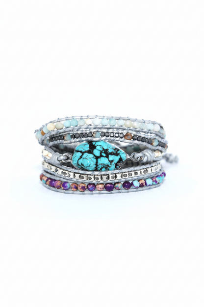Semi precious stone - Wrap Bracelet - Christmas Snow Globes by House worX