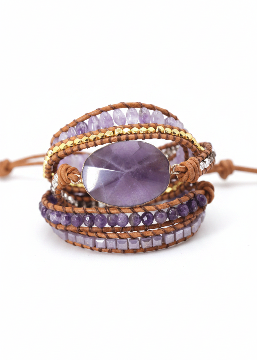 Semi precious stone - Wrap Bracelet - Christmas Snow Globes by House worX